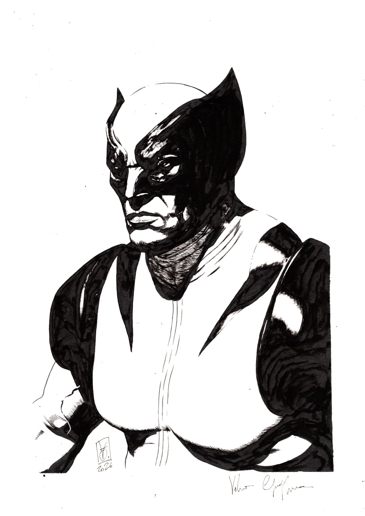 WOLVERINE BUST BY VALERIO GIANGIORDANO ON A4 PAPER