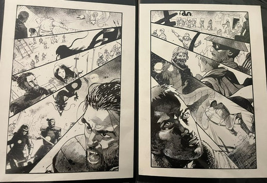 KNIGHTS VS SAMURAI  #4 PAGES 10 & 11  FEDERICO MELE ORIGINAL ART