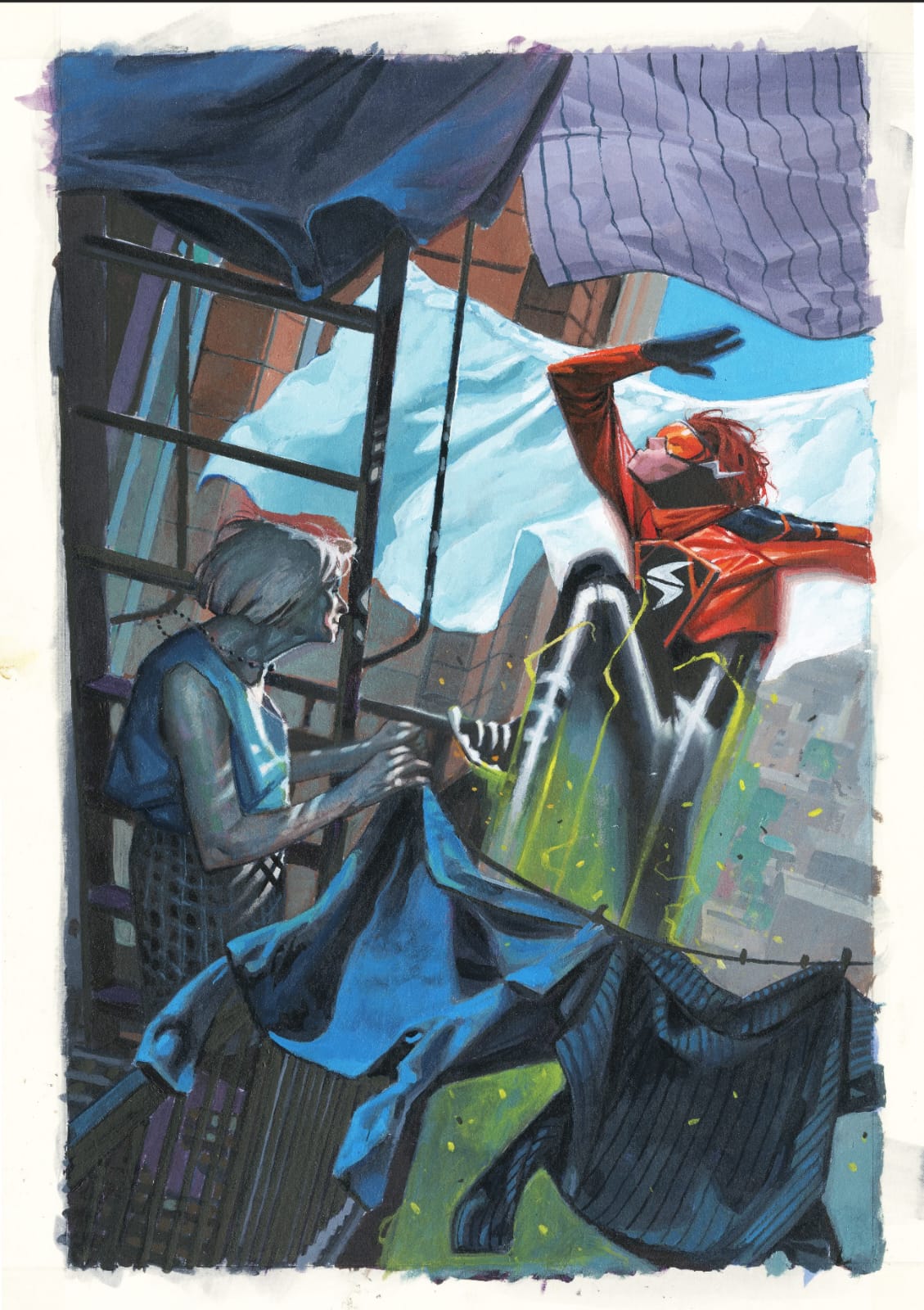 ABSOLUTE FLASH #1 DE TOMMASO ORIGINAL COVER ART (PANINI LUCCA VARIANT)