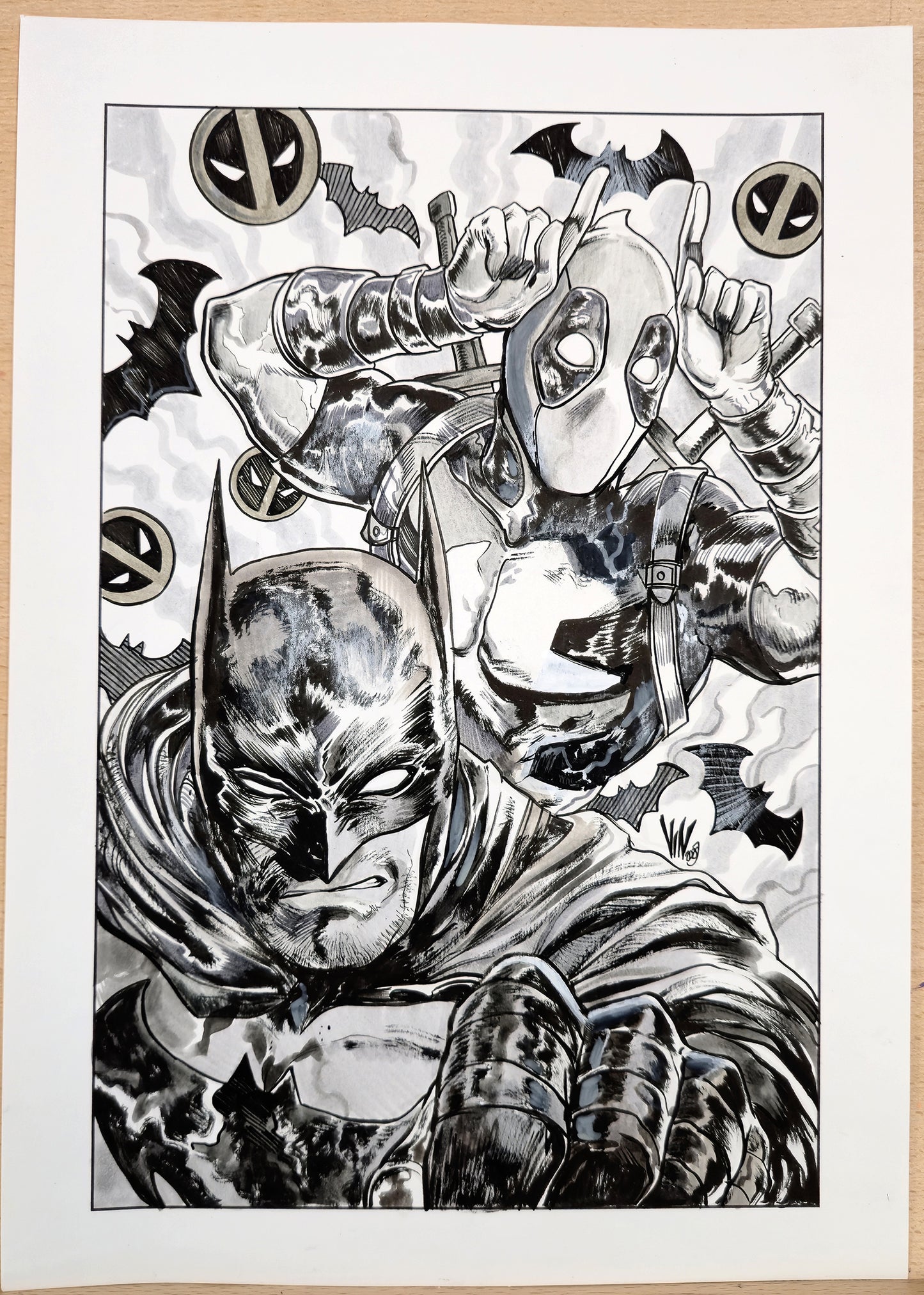 BATMAN & DEADPOOL A3 (VINCENZO RICCARDI ORIGINAL ART)