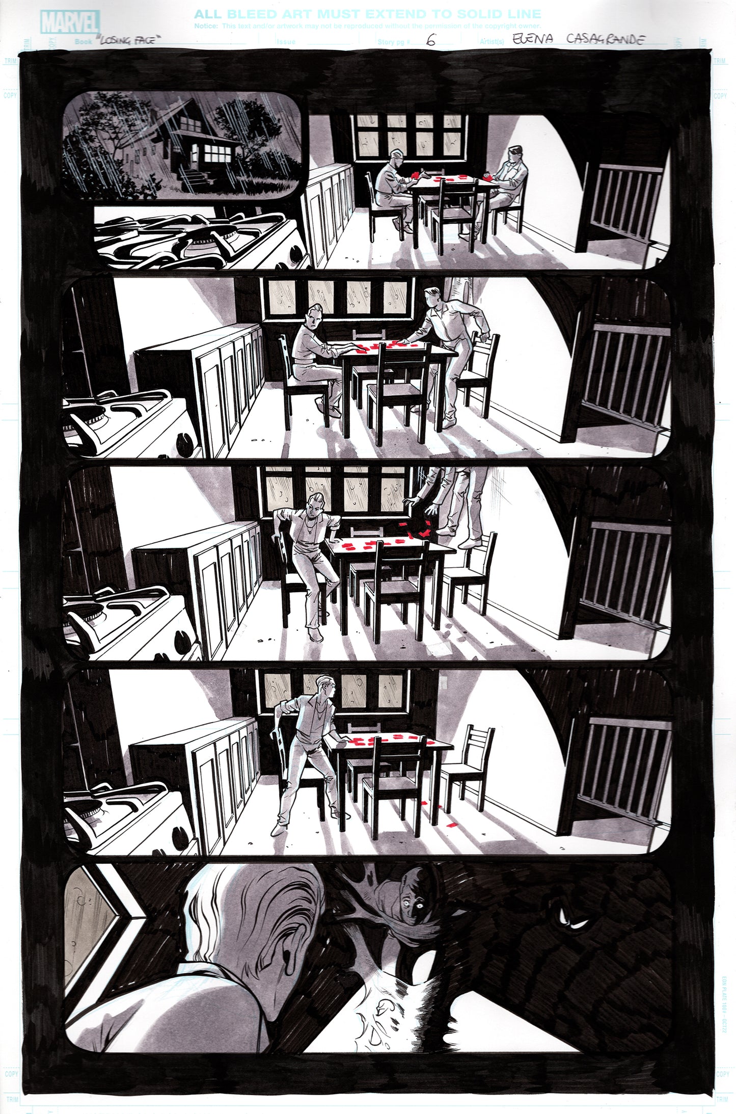 LOSING FACE FROM SPIDERMAN BLACK SUIT AND BLOOD # 1 PAGE 6 ELENA CASAGRANDE ORIGINAL ART