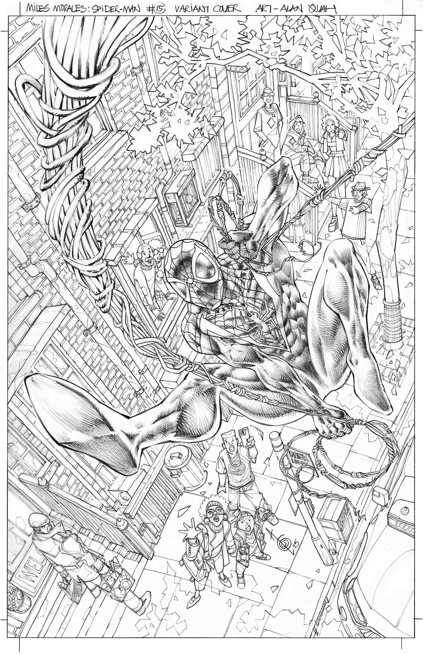 MILES MORALES SPIDER-MAN #15 ALAN QUAH ORIGINAL COVER ART