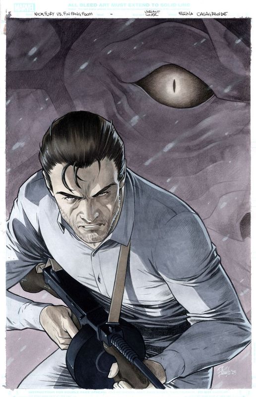 NICK FURY VS FIN FANG FOOM  #1  ELENA CASAGRANDE ORIGINAL COVER ART