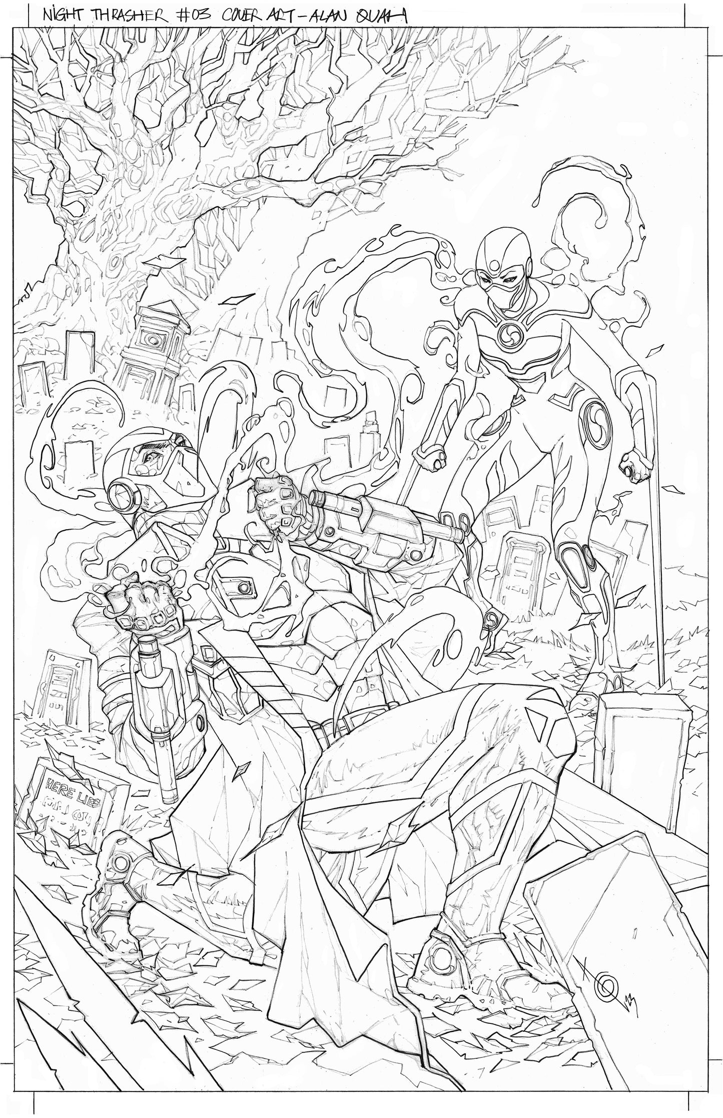 NIGHT THRASHER #3 ALAN QUAH ORIGINAL COVER ART