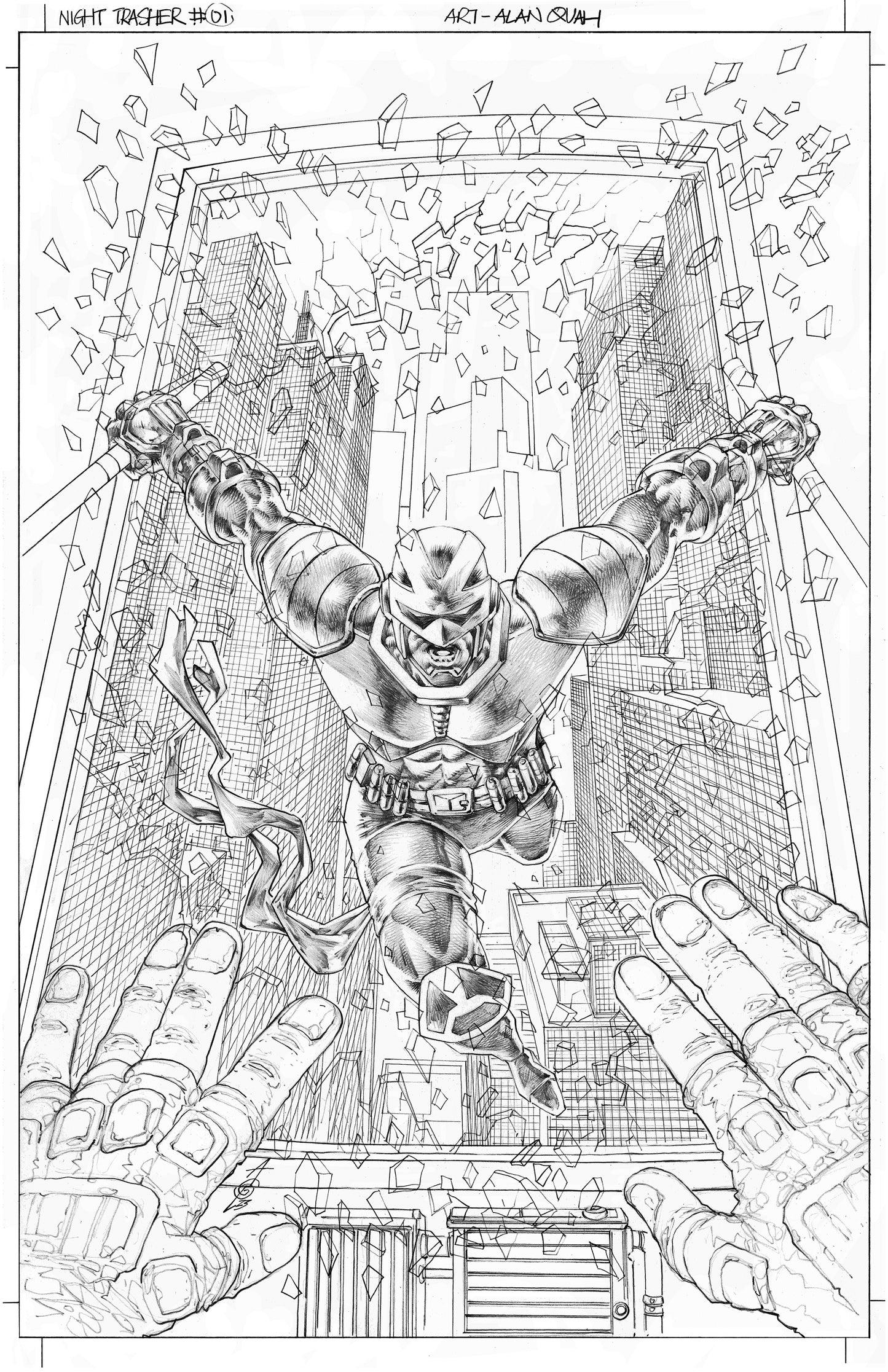 NIGHT THRASHER #1 ALAN QUAH ORIGINAL COVER ART
