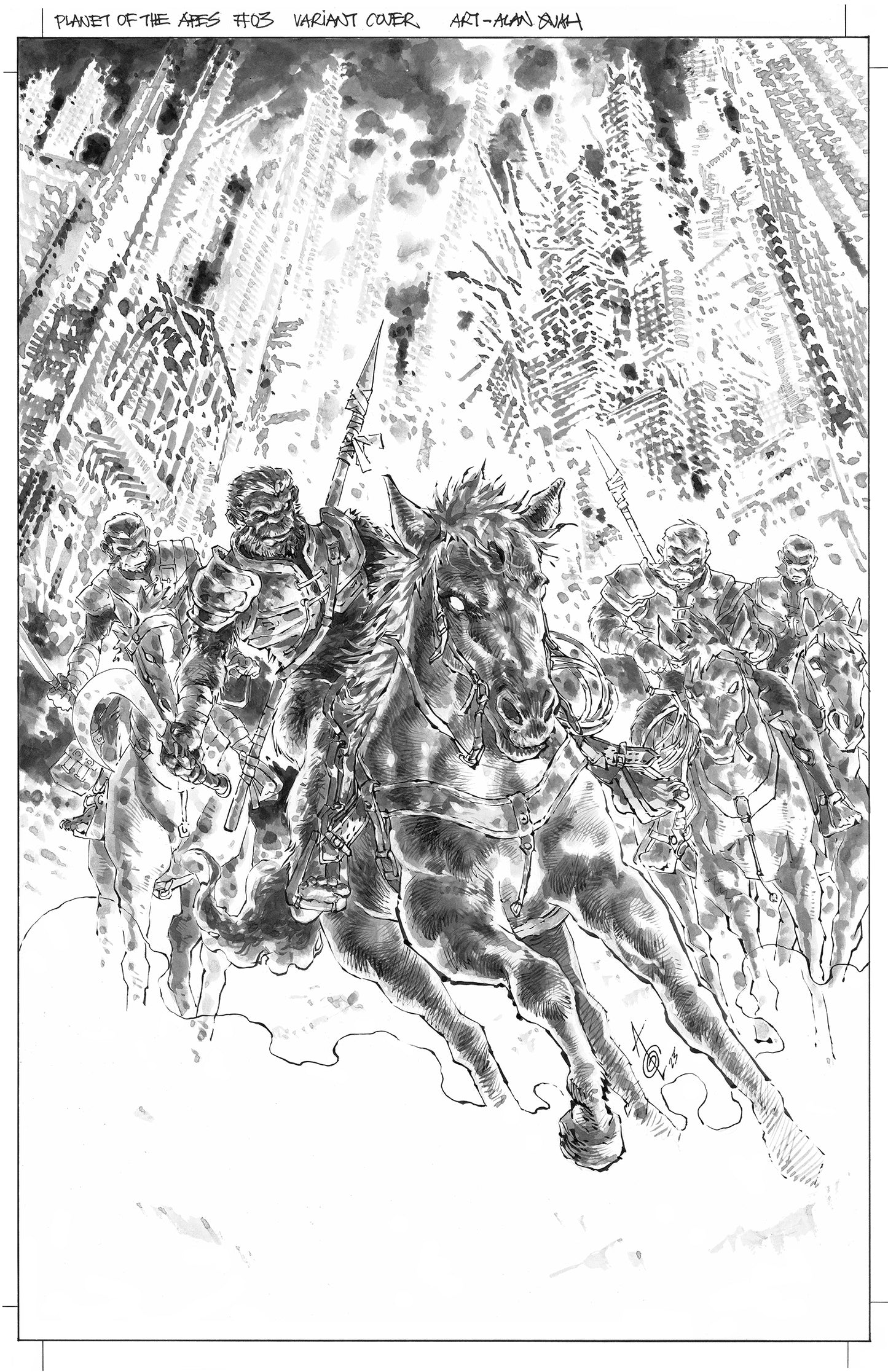 PLANET OF THE APES #3 ALAN QUAH ORIGINAL COVER ART