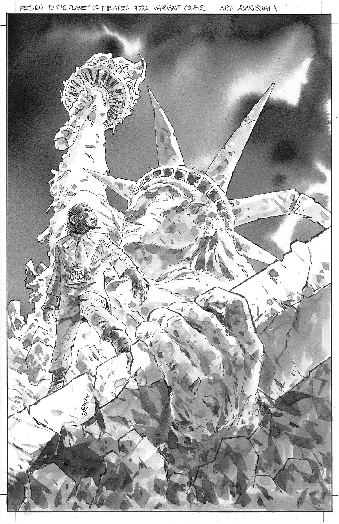 BEWARE THE PLANET OF THE APES #2 ALAN QUAH ORIGINAL COVER ART
