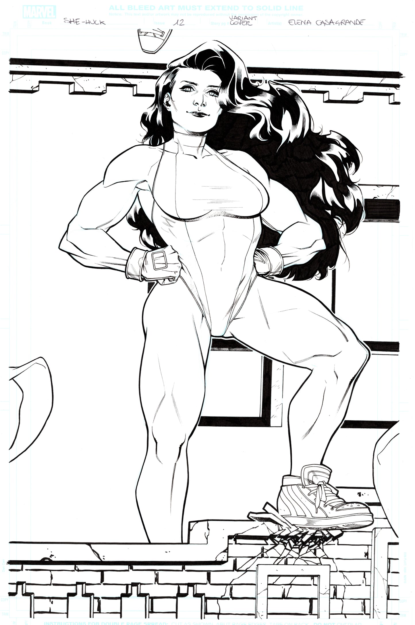 SHE HULK #12 (WOMEN OF MARVEL VARIANT) ELENA CASAGRANDE ORIGINAL COVER ART
