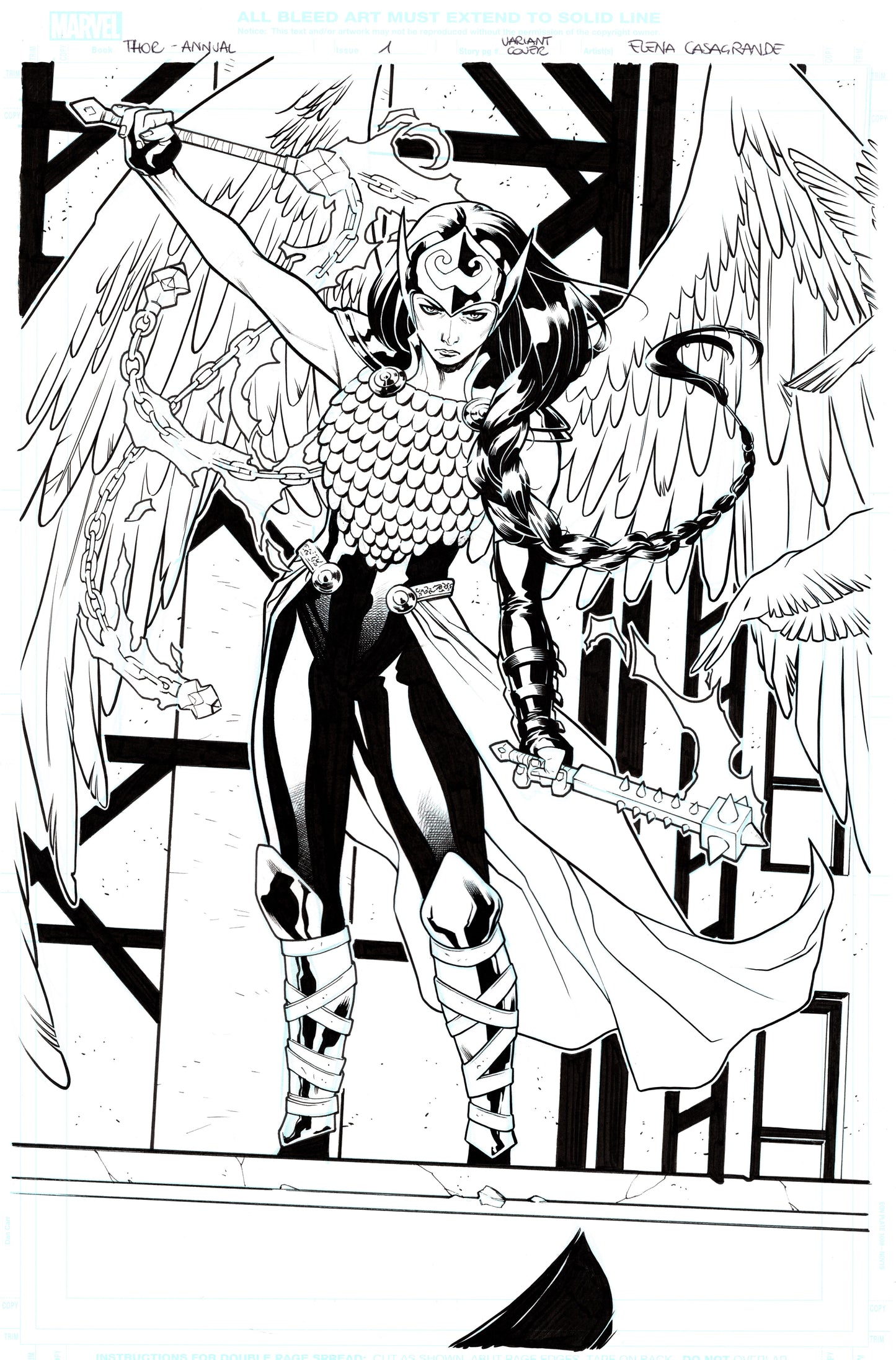 THOR ANNUAL #1 (WOMEN OF MARVEL VARIANT) ELENA CASAGRANDE ORIGINAL COVER ART
