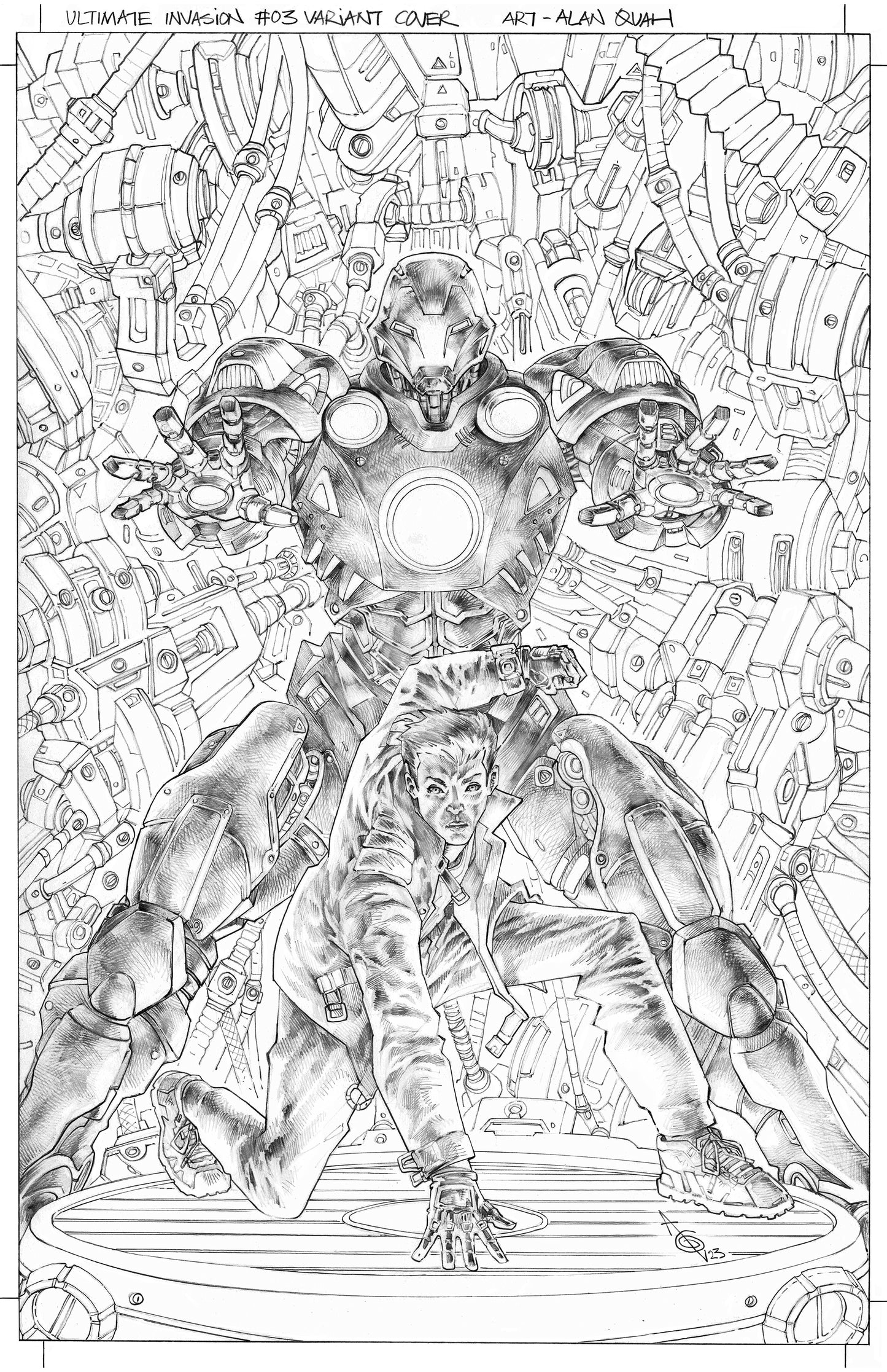 ULTIMATE INVASION #3 ALAN QUAH ORIGINAL COVER ART