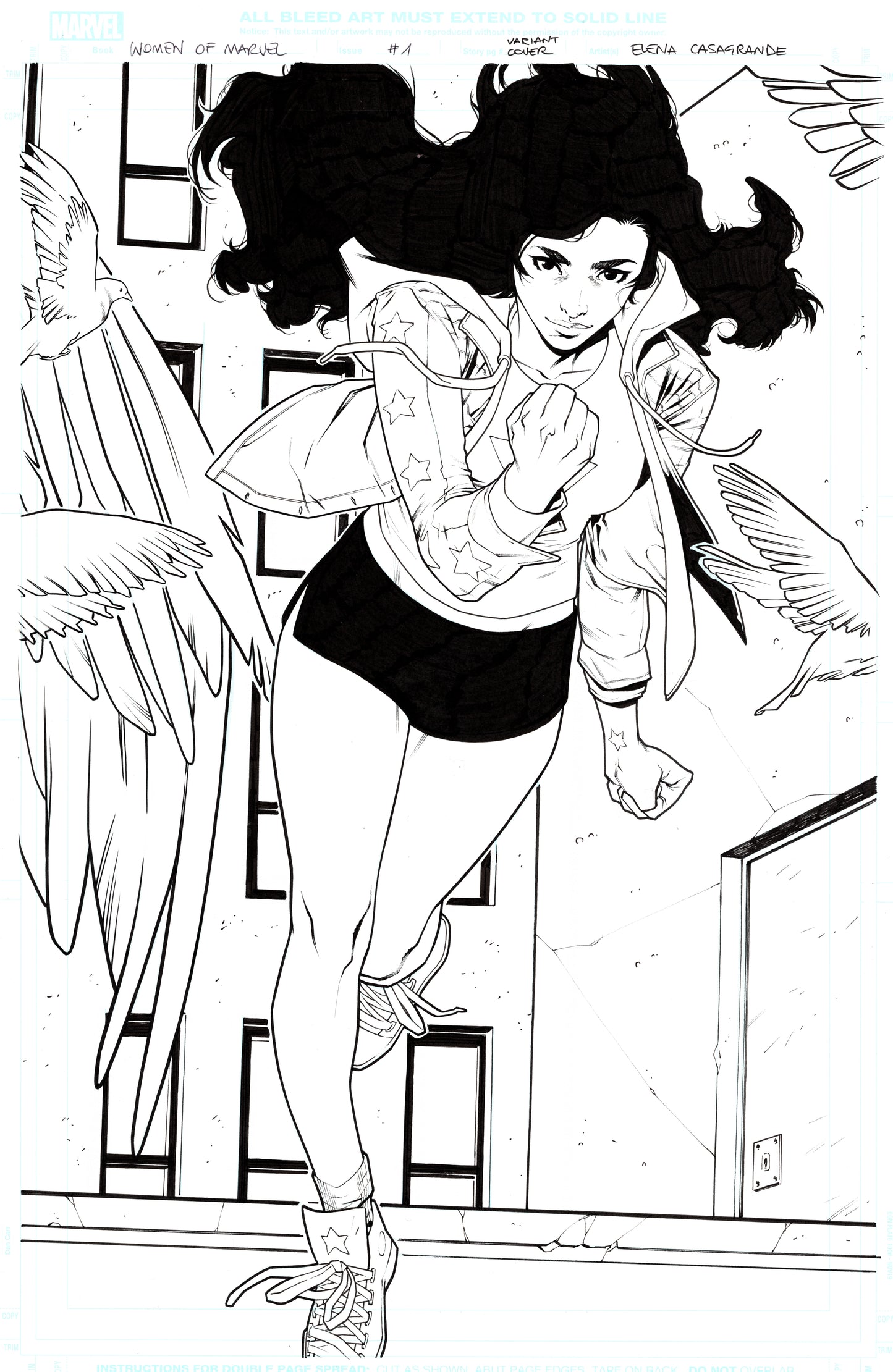 WOMEN OF MARVEL #1 ELENA CASAGRANDE ORIGINAL COVER ART