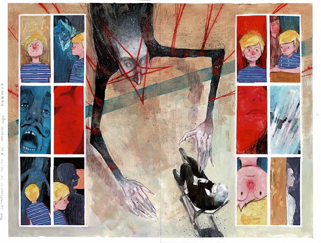 DEPARTMENT OF TRUTH #22 PAGE 12 & 13 DOUBLE PAGE SPLASH (MARTIN SIMMONDS ORIGINAL ART)