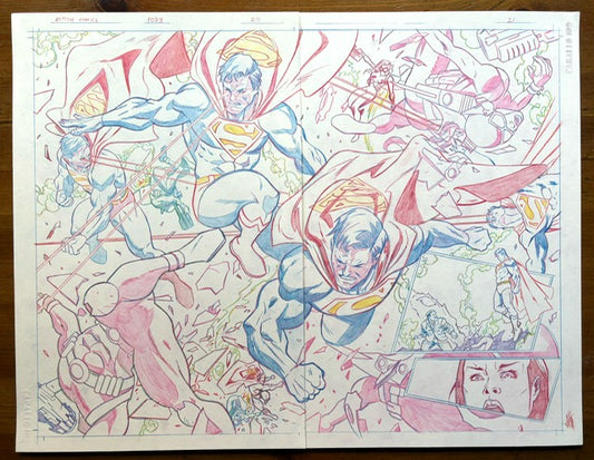 ACTION COMICS #1083 PAGES 20 & 21 DOUBLE PAGE SPLASH (INAKI MIRANDA ORIGINAL ART)