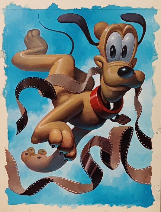 Pluto - Original painted art from Disney card collection - Fabrizio De Tommaso