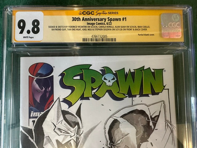 30TH ANNIVERSARY SPAWN #1 SIGNED & REMARKED BY KAEL NGU, RAYMOND GAY, FEDERICO VICENTINI, IBAN COELLO, TAN ENG HUAT, ALAN QUAH, STEPHEN SEGOVIA & CAROLA BORELLI-image-1