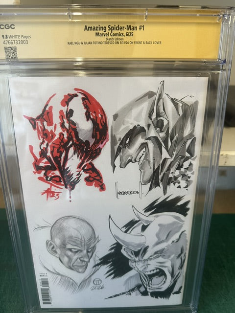 AMAZING SPIDER-MAN #1 SIGNED AND REMARKED BY ARTGERM, PEPE LARRAZ, MARCO CHECCHETTO, ALESSANDRO CAPPUCCIO, GABRIELE DELL'OTTO, KAEL NGU, JULIAN TEDESCO & IBAN COELLO-image-2