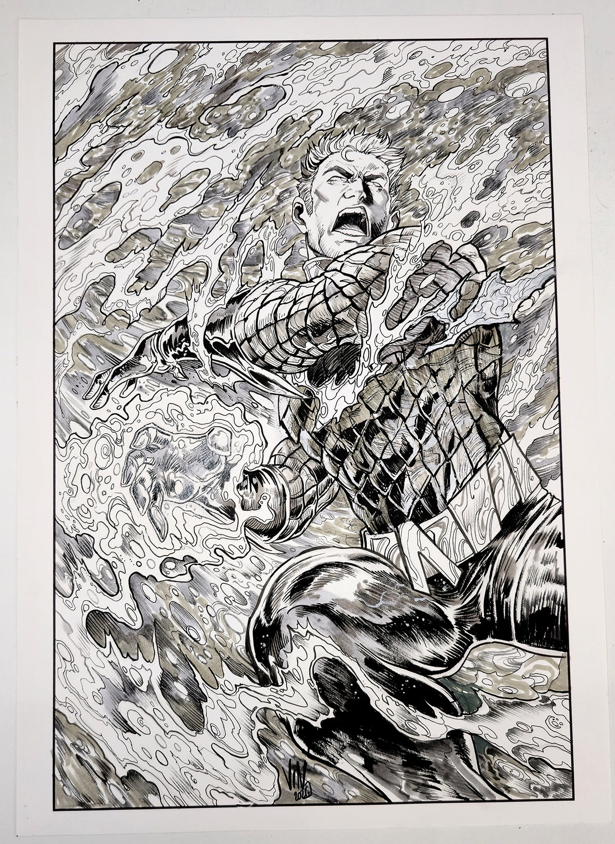 EMPEROR AQUAMAN #21  VINCENZO RICCARDI ORIGINAL COVER ART