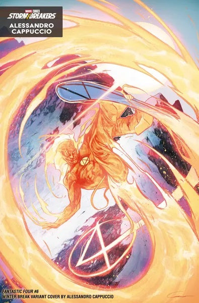 FANTASTIC FOUR  #6 (ALESSANDRO CAPPUCCIO ORIGINAL COVER ART) HUMAN TORCH SKI VARIANT