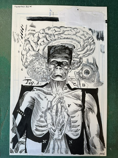 FRANKENSTEIN BLACK & WHITE SPECIAL   #1   MICHAEL WALSH ORIGINAL COVER ART