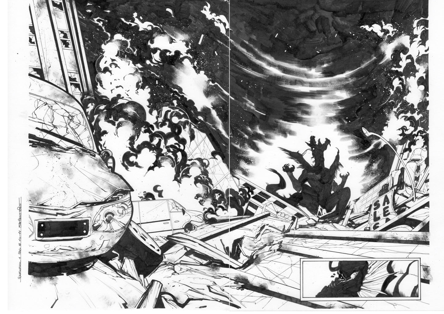GWENPOOL #1  PAGES 10-11  DOUBLE PAGE SPLASH ORIGINAL PAGES BY STEFANO NESI