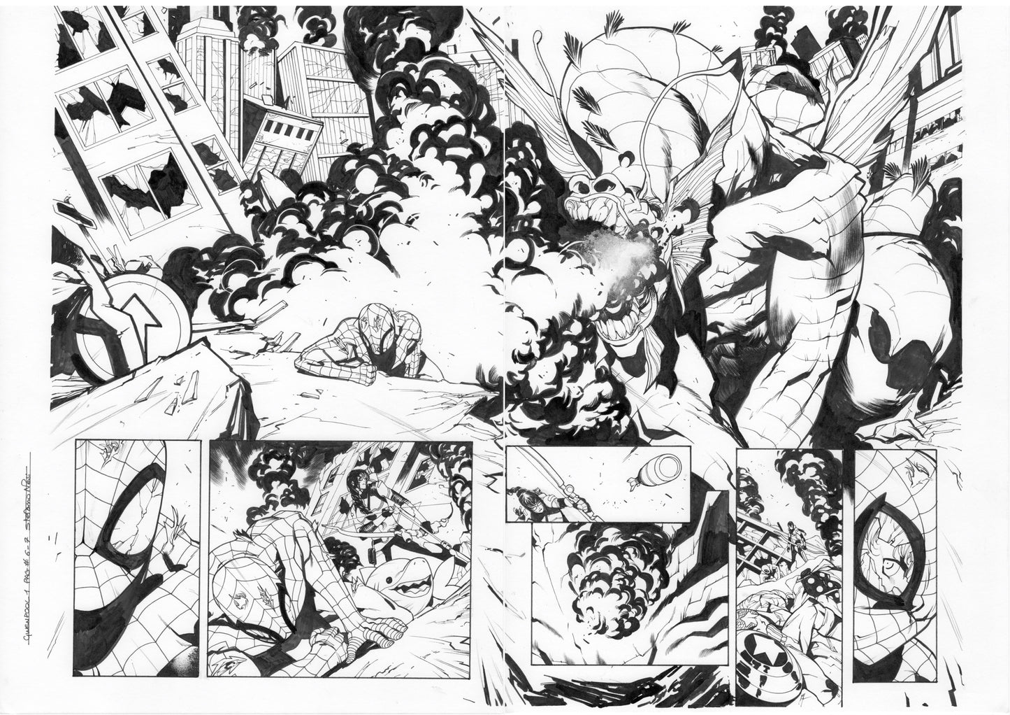 GWENPOOL #1  PAGES 6-7  DOUBLE PAGE SPLASH ORIGINAL PAGES BY STEFANO NESI