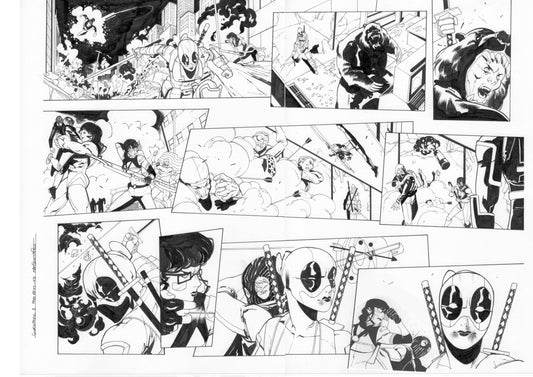 GWENPOOL #2  PAGES 12-13  DOUBLE PAGE SPLASH ORIGINAL PAGES BY STEFANO NESI