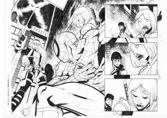 GWENPOOL #2  PAGES 2-3  DOUBLE PAGE SPLASH ORIGINAL PAGES BY STEFANO NESI