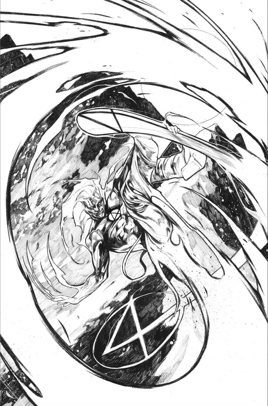 FANTASTIC FOUR  #6 (ALESSANDRO CAPPUCCIO ORIGINAL COVER ART) HUMAN TORCH SKI VARIANT