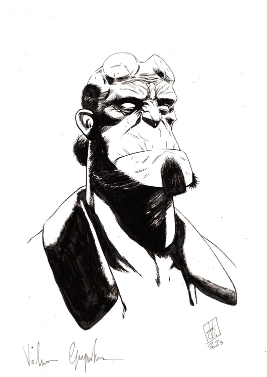 HELLBOY BUST ON A4 BY VALERIO GIANGIORDANO