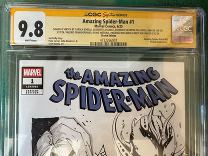 AMAZING SPIDER-MAN #1 CGC SS 9.8 REMARKED BY GIANGIORDANO, MESSINA, VICENTINI, RICCARDI, SUAYAN, INHYUK LEE, BORELLI & D'AMICO-image-3