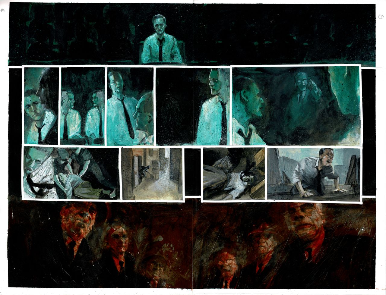 DEPARTMENT OF TRUTH #25  PAGE 10 & 11 DOUBLE PAGE SPLASH (MARTIN SIMMONDS ORIGINAL ART)