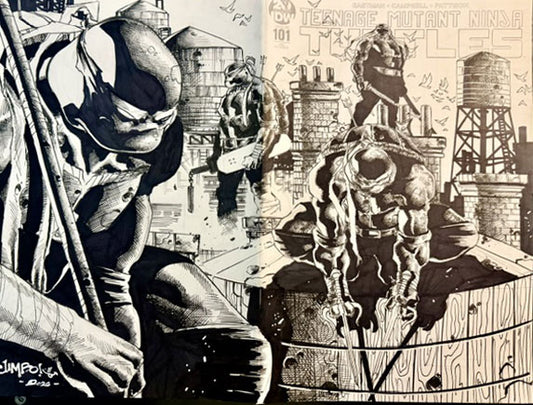 TEENAGE MUTANT NINJA TURTLES WRAPAROUND BLANK SKETCH COVER SKETCH BY JIMBO SALGADO