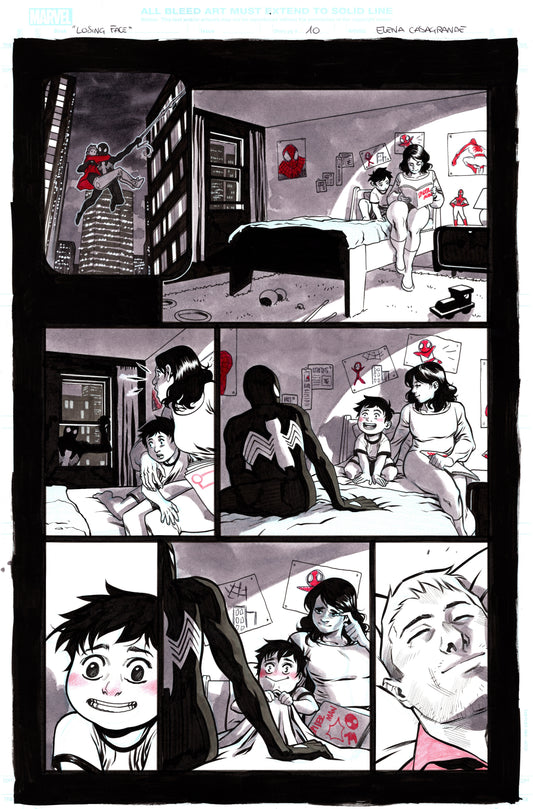 LOSING FACE FROM SPIDERMAN BLACK SUIT AND BLOOD # 1 PAGE 10  ELENA CASAGRANDE ORIGINAL ART