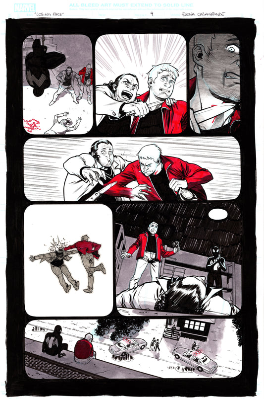 LOSING FACE FROM SPIDERMAN BLACK SUIT AND BLOOD # 1 PAGE 9  ELENA CASAGRANDE ORIGINAL ART