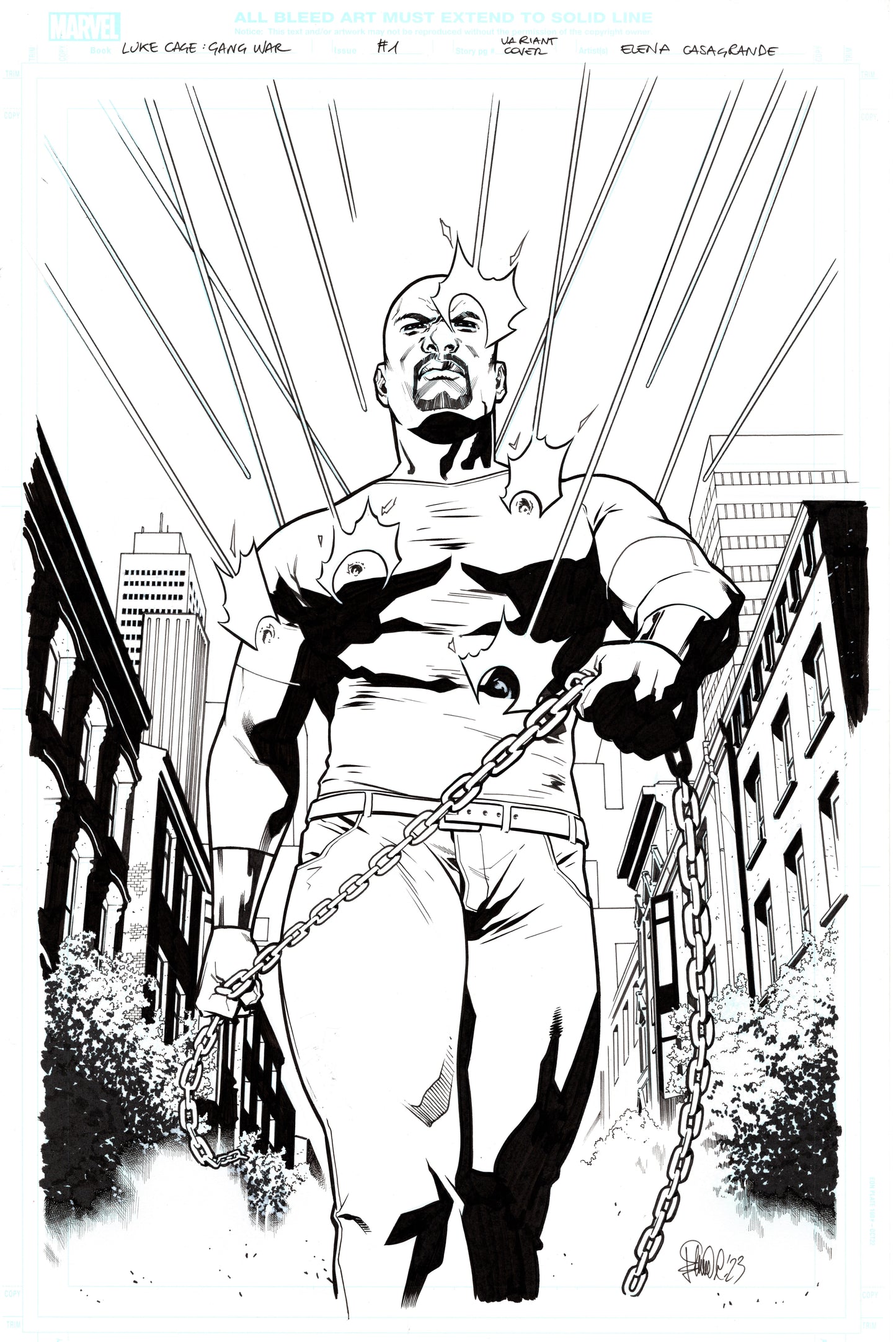 LUKE CAGE GANG WAR #1  (STORMBREAKERS VARIANT) ELENA CASAGRANDE ORIGINAL COVER ART