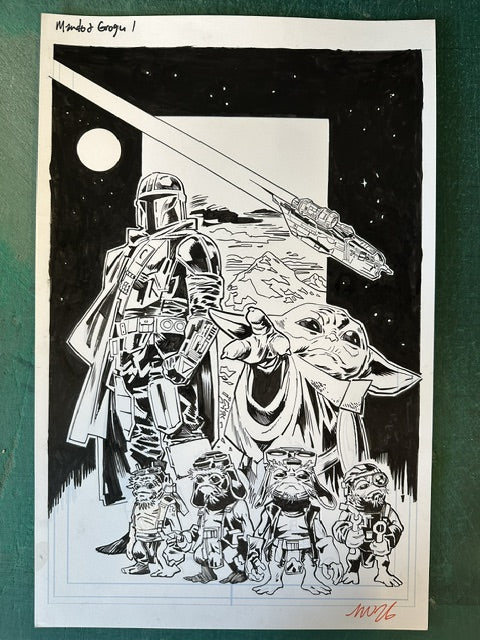 MANDALORIAN & GROGU   #1   MICHAEL WALSH ORIGINAL COVER ART