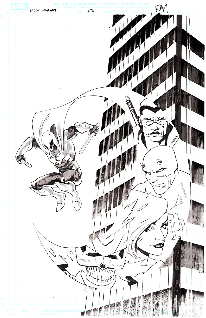 MARC SPECTOR MOON KNIGHT  #8 ORIGINAL COVER ART BY ADAM GORHAM