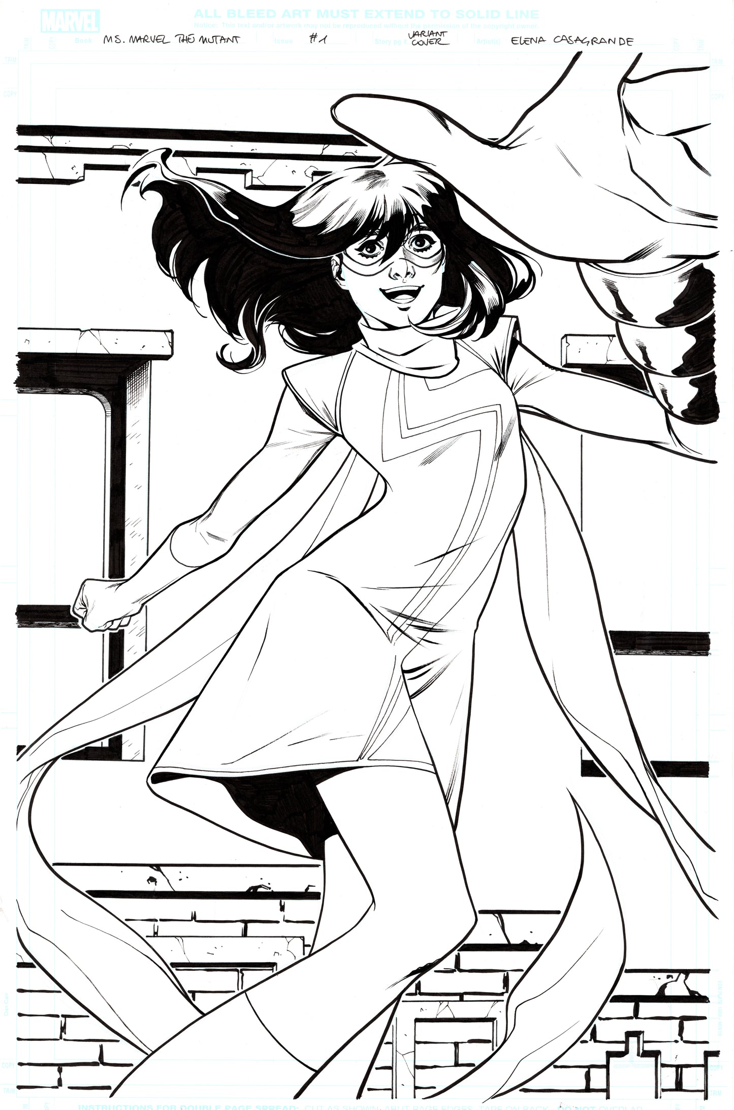 MS MARVEL THE MUTANT  #1 (WOMEN OF MARVEL VARIANT) ELENA CASAGRANDE ORIGINAL COVER ART