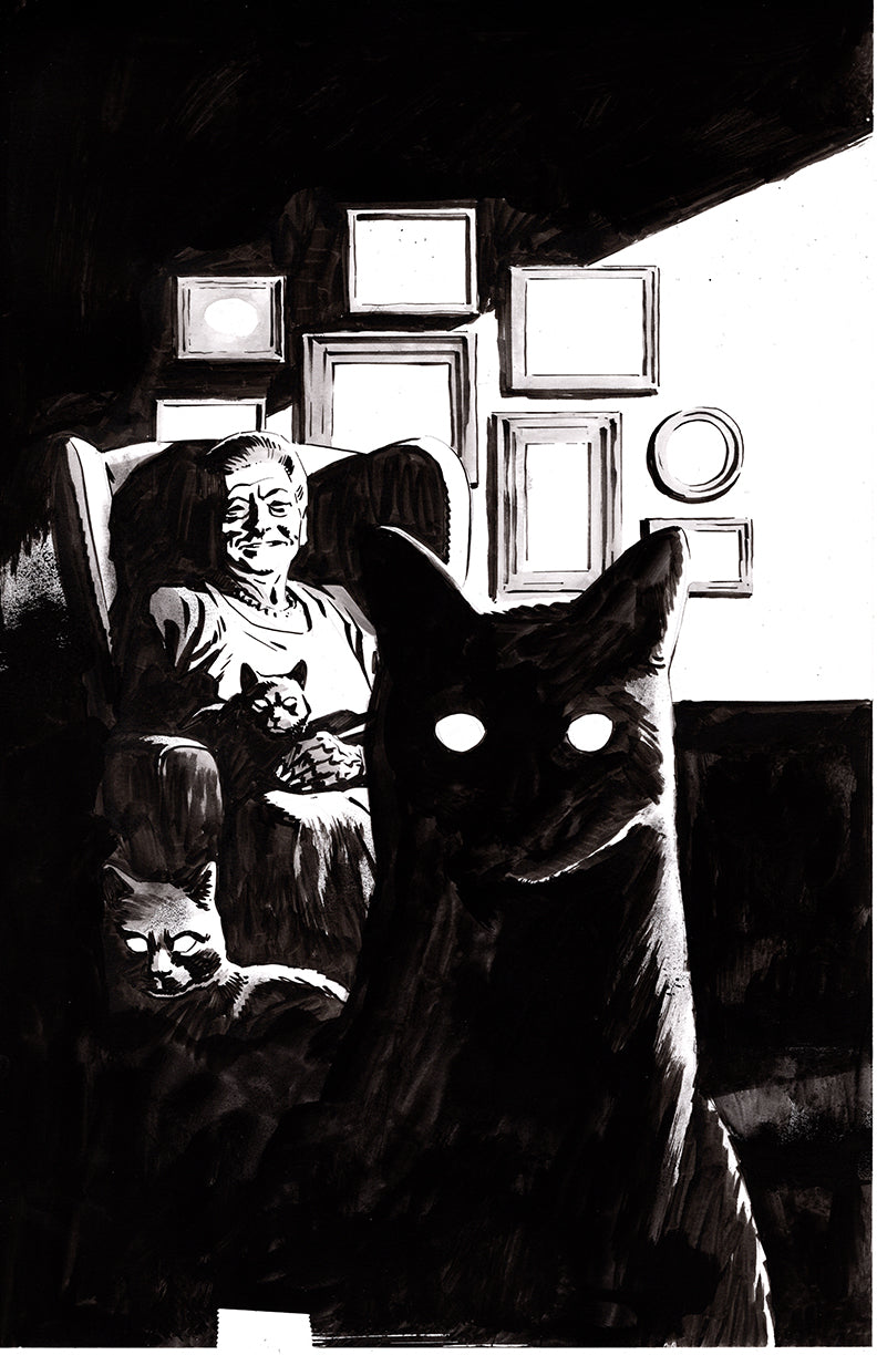 STUFF OF NIGHTMARES CAT IN THE COFFIN  #1 ORIGINAL COVER ART BY ADAM GORHAM