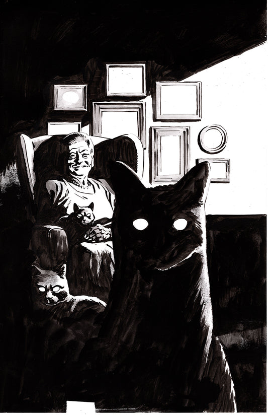 STUFF OF NIGHTMARES CAT IN THE COFFIN  #1 ORIGINAL COVER ART BY ADAM GORHAM