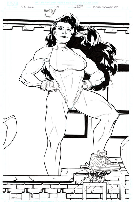 SHE HULK #12  (WOMEN OF MARVEL VARIANT) ELENA CASAGRANDE ORIGINAL COVER ART