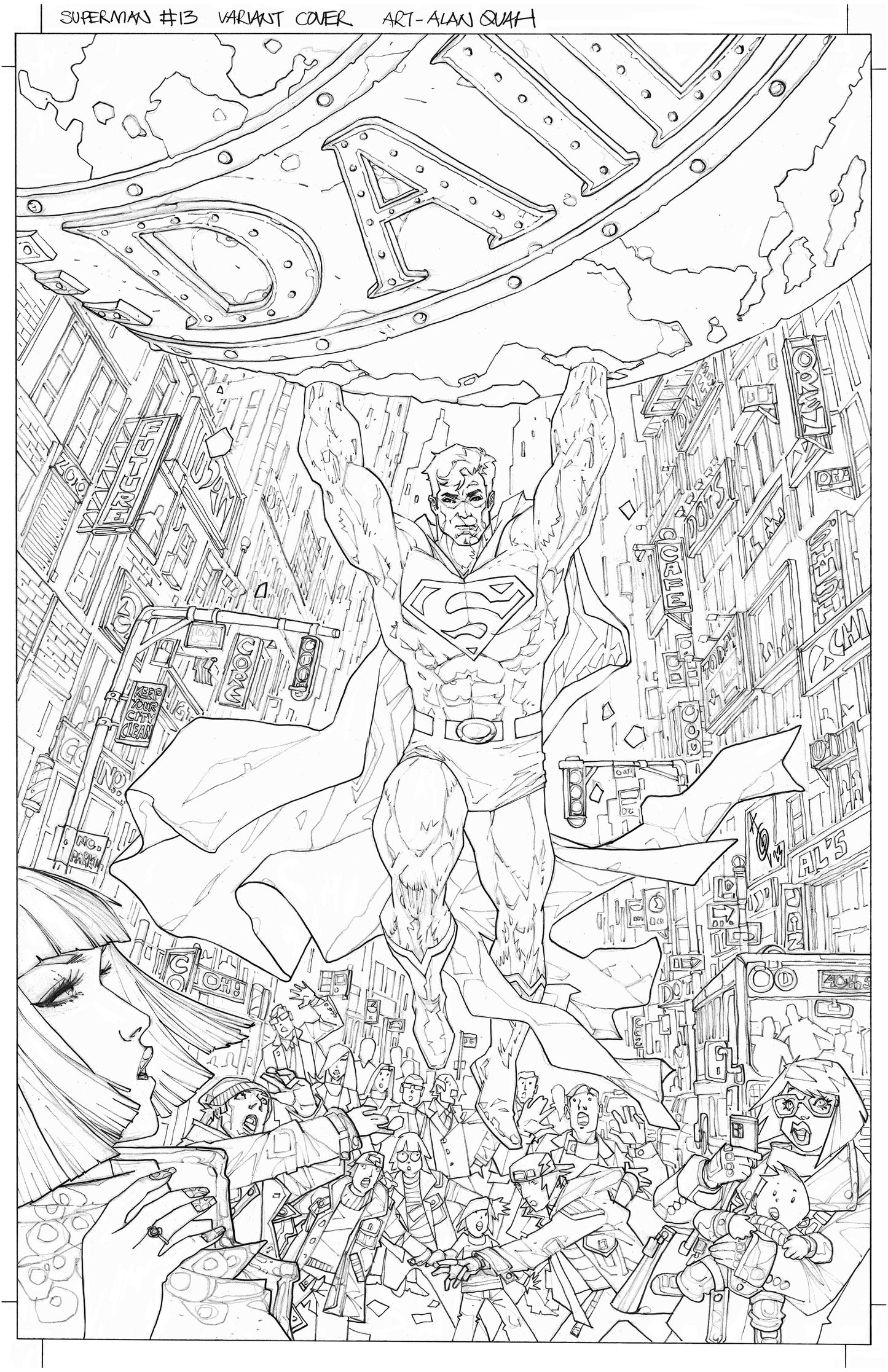 SUPERMAN #13  ALAN QUAH ORIGINAL COVER ART