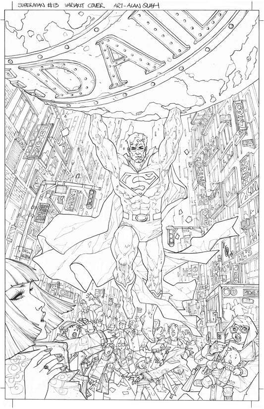 SUPERMAN #13  ALAN QUAH ORIGINAL COVER ART