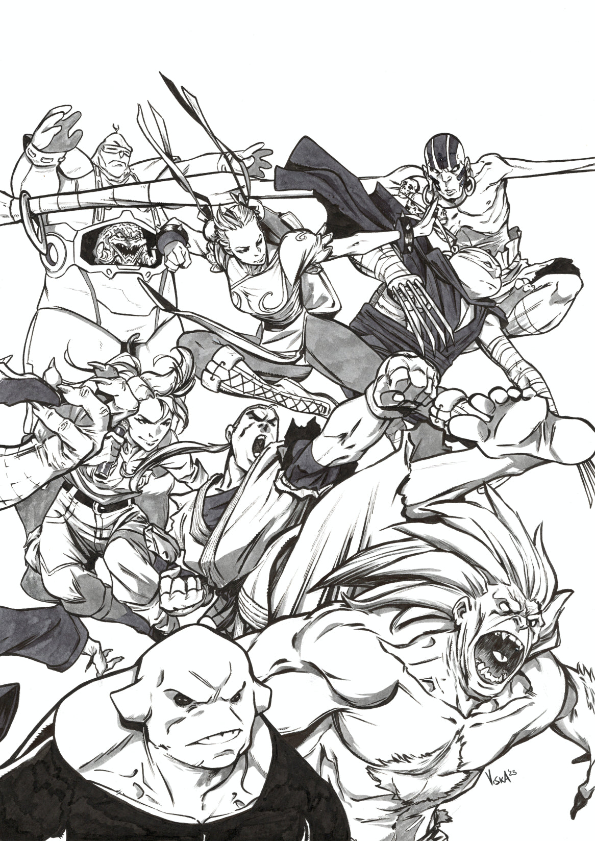 TMNT VS STREET FIGHTER #1-5 ORIGINAL COVER ART BY VINCENZO FEDERICI