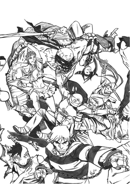 TMNT VS STREET FIGHTER #1-5 ORIGINAL COVER ART BY VINCENZO FEDERICI