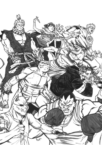 TMNT VS STREET FIGHTER #1-5 ORIGINAL COVER ART BY VINCENZO FEDERICI