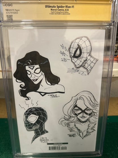 ULTIMATE SPIDER-MAN #1  CGC SS 9.8 REMARKED BY SARA PICHELLI, INHYUK LEE, ALAN QUAH, FEDERICO VICENTINI, MIKE CHOI, PAOLO VILLANELLI, CAROLA BORELLI & ELEONORA CARLINI