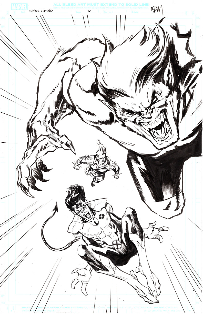 X-MEN UNITED  #6 ORIGINAL COVER ART BY ADAM GORHAM