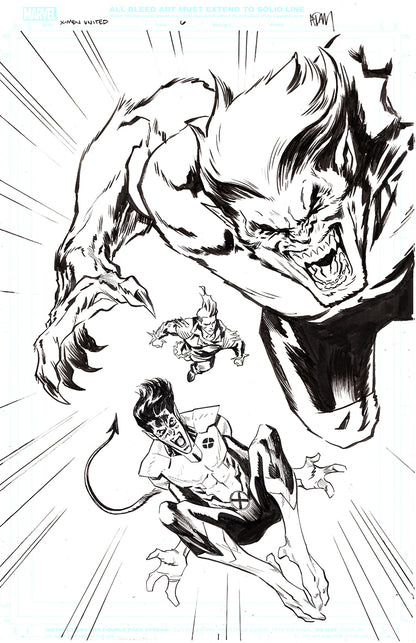 X-MEN UNITED  #6 ORIGINAL COVER ART BY ADAM GORHAM