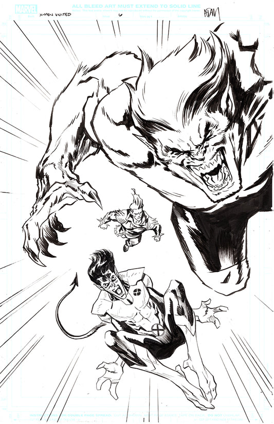 X-MEN UNITED  #6 ORIGINAL COVER ART BY ADAM GORHAM